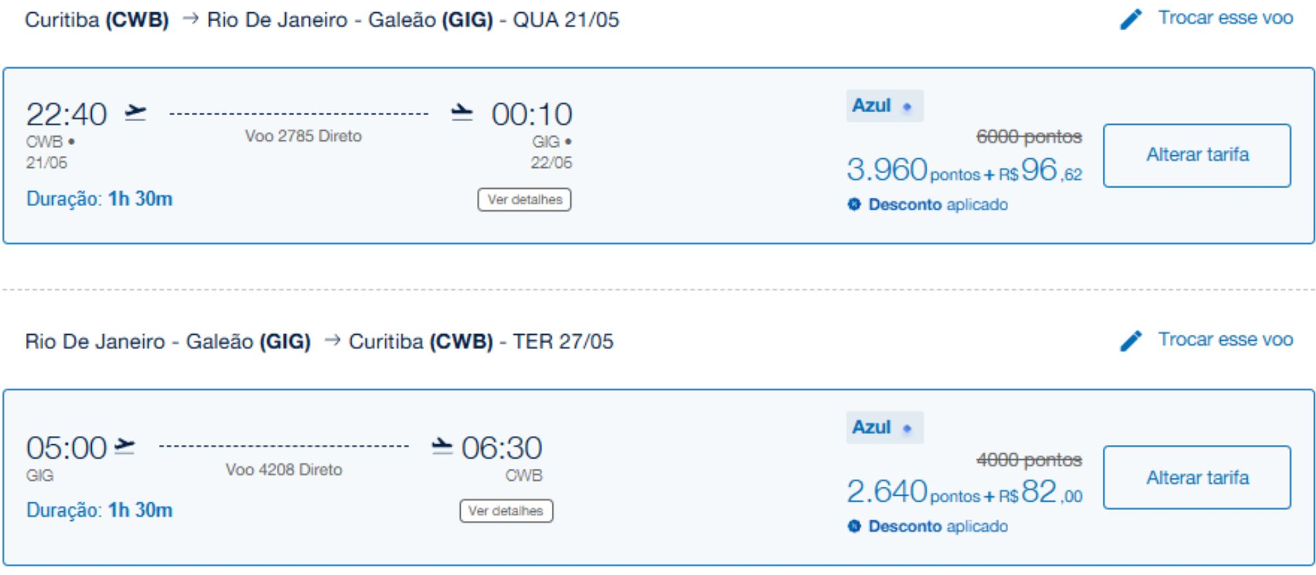 Confirmação da passagem aérea nacional emitida com milhas
